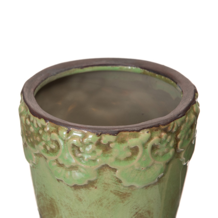Set 3 ghivece decorative din ceramică fistic cu bandă florală [3]