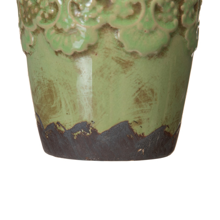 Set 3 ghivece decorative din ceramică fistic cu bandă florală [4]