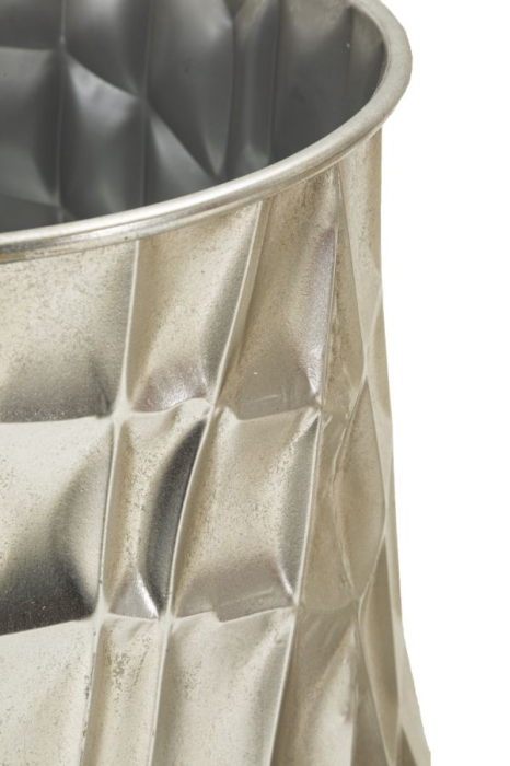 Set 3 ghivece decorative din metal argintiu cu relief fațetat în trei dimensiuni [4]