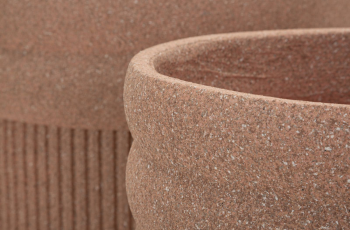 Set 3 ghivece exterior roșu teracotă din polirășină cu textură striată [5]