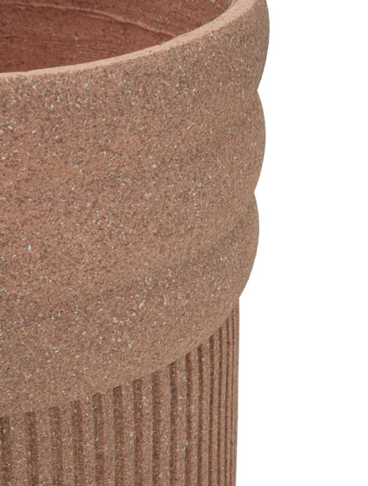 Set 3 ghivece exterior roșu teracotă din polirășină cu textură striată [4]