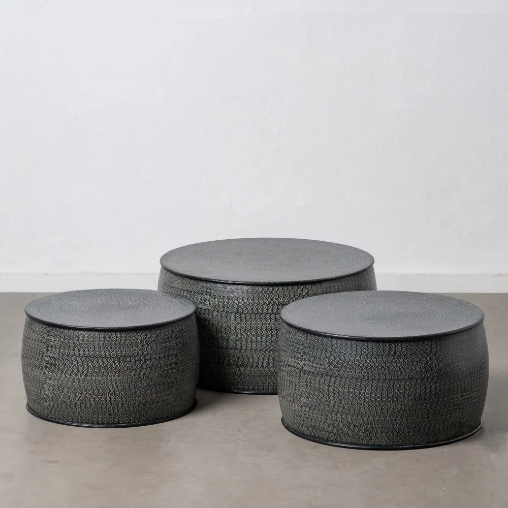 Set 3 masute Aluminium, aluminiu negru [2]