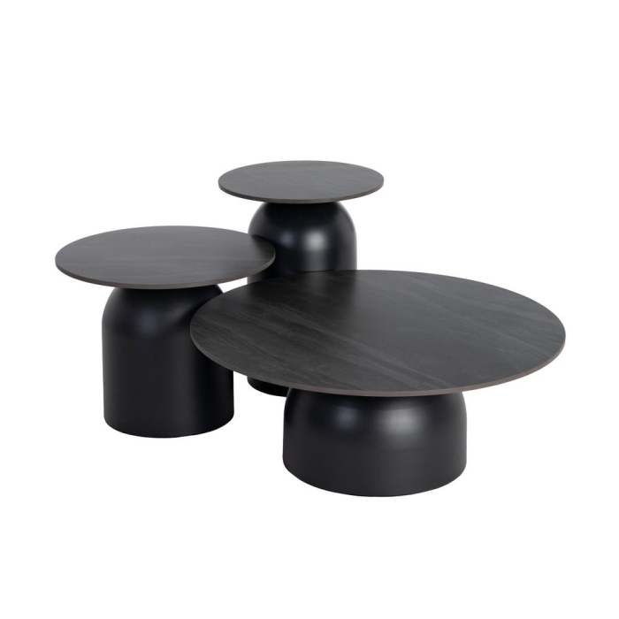 Set 3 măsuțe de cafea rotunde negre din piatră sinterizată [11]