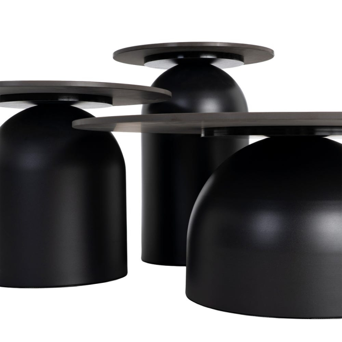 Set 3 măsuțe de cafea rotunde negre din piatră sinterizată [7]