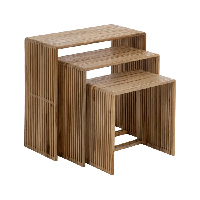 Set masute mici tec reciclat nesting, lamele verticale, design compact [11]