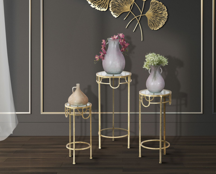 Masute Rotunde Aurii Design Inalt CreativDeco [8]