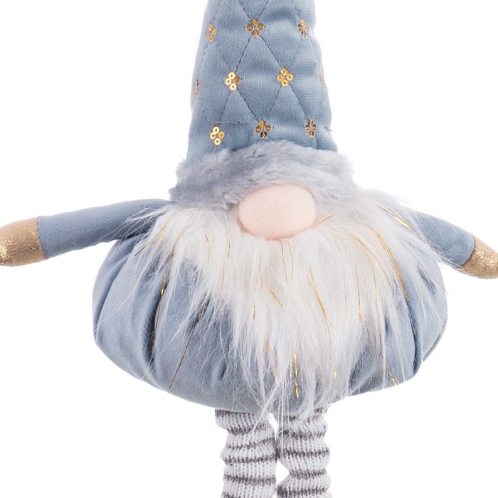 Set 3 Moși Crăciun decorativi albaștri extensibili în picioare din stofă [3]