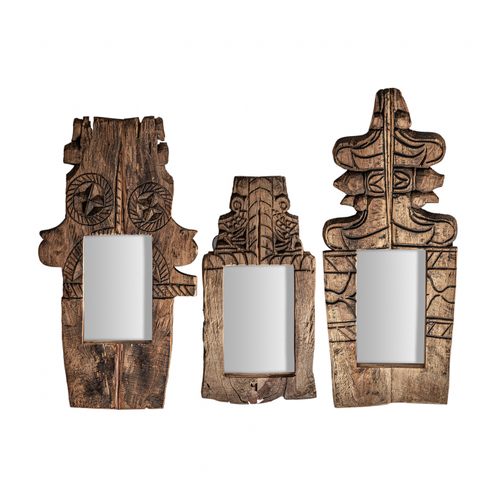 Set 3 oglinzi etnice mango sculptat|Oglinzi decorative [2]