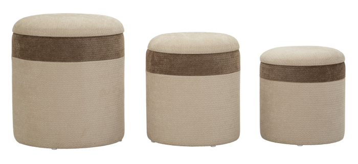 Set 3 pufuri container în stil nordic maro și crem [4]