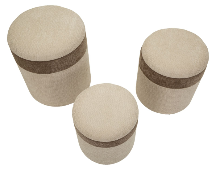 Set 3 pufuri container în stil nordic maro și crem [2]
