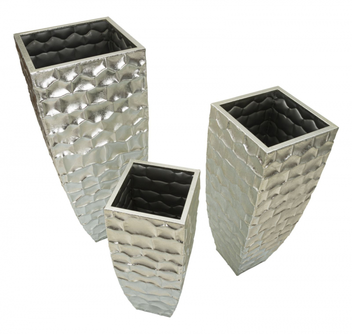 Set 3 suporturi ghivece inalte argintii | CreativDeco [6]