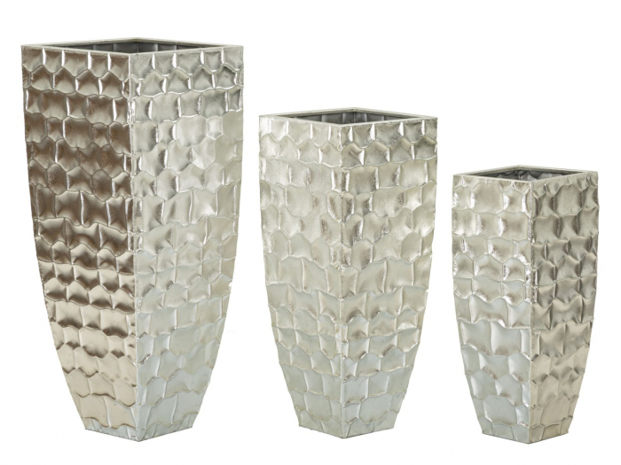 Set 3 suporturi ghivece inalte argintii | CreativDeco [5]