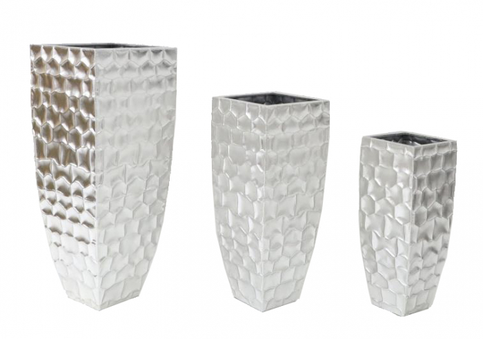 Set 3 suporturi ghivece inalte argintii | CreativDeco [3]