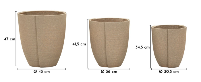 Set 3 suporturi pentru plante și flori exterior gri din rășină cu aspect mineral [8]