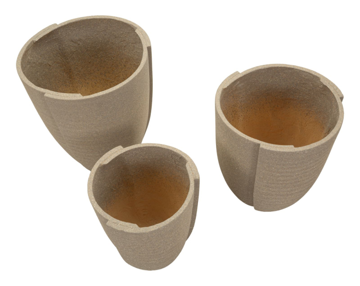 Set 3 suporturi pentru plante și flori exterior gri din rășină cu aspect mineral [3]