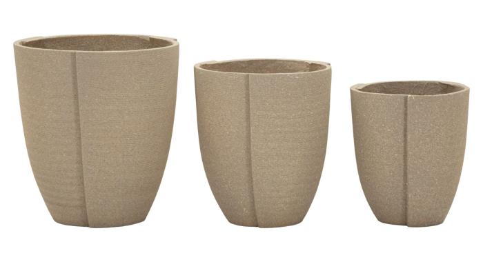 Set 3 suporturi pentru plante și flori exterior gri din rășină cu aspect mineral [2]