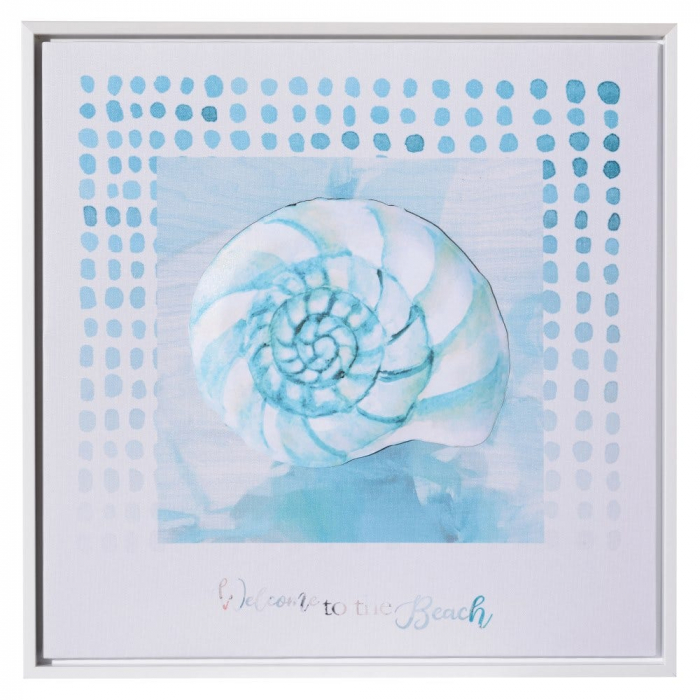 Set 3 tablouri scoici canvas turcoaz-alb perlat 40x40cm, ramă polistiren și prindere metalică [3]