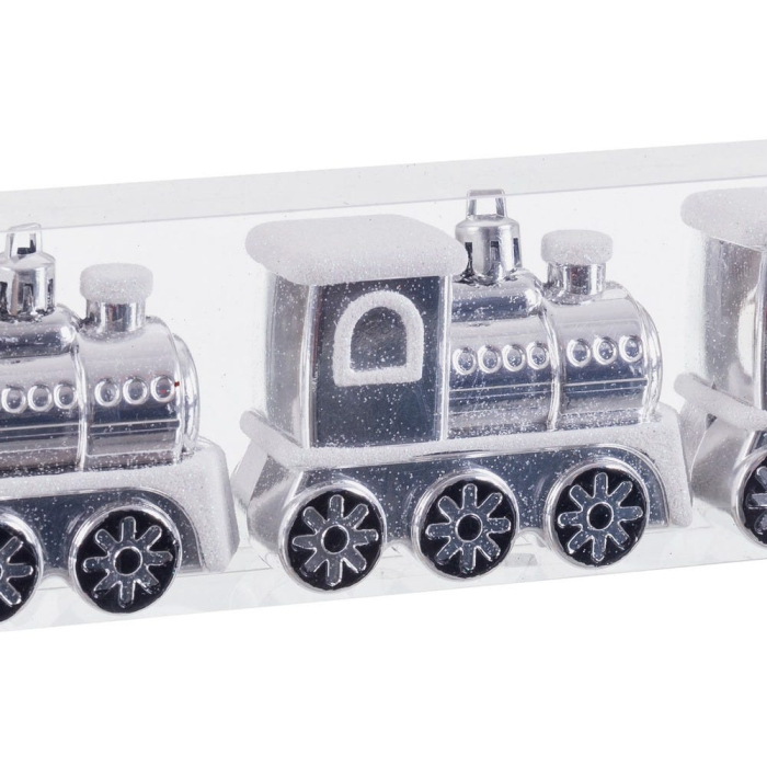 Set 3 trenulețe argintii din plastic cu locomotivă cu coș și roți în relief [2]