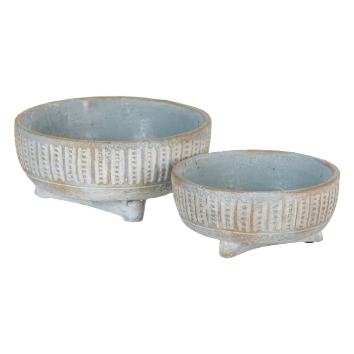 Set 4 boluri decorative din ciment cu striații verticale [2]