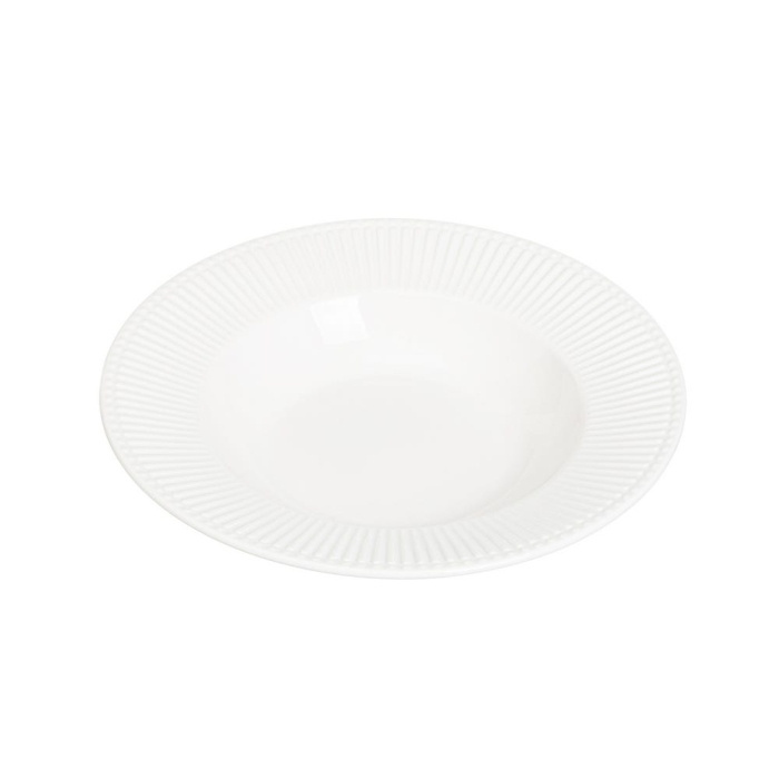 Set de patru farfurii adânci din porțelan alb, cu margine brăzdată fin [5]