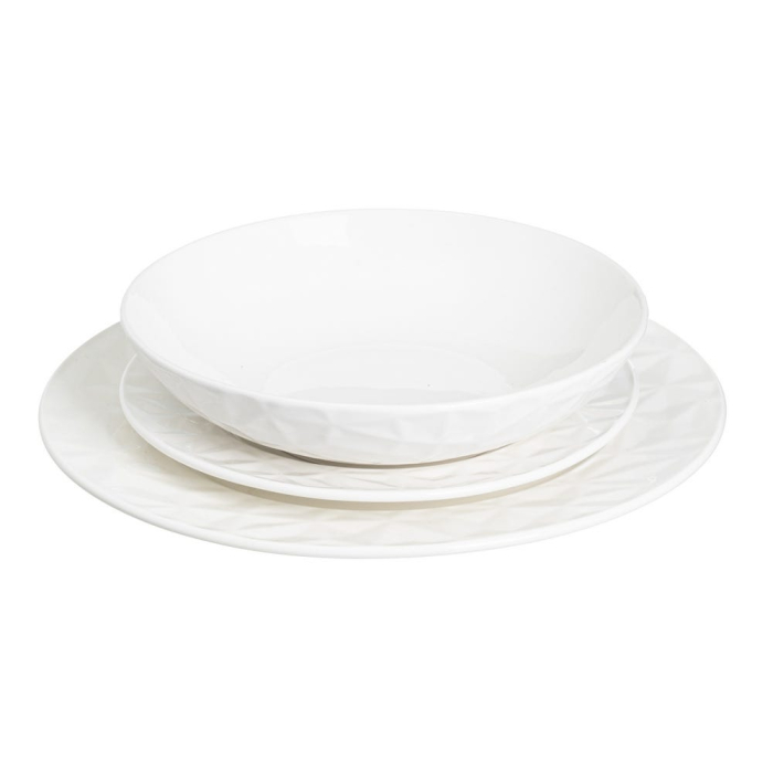 Set de patru farfurii de desert din porțelan alb, cu frunze în relief fin [3]