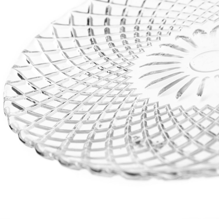 Set de patru farfurii de desert din sticlă transparentă, cu mandala și romburi în relief [3]