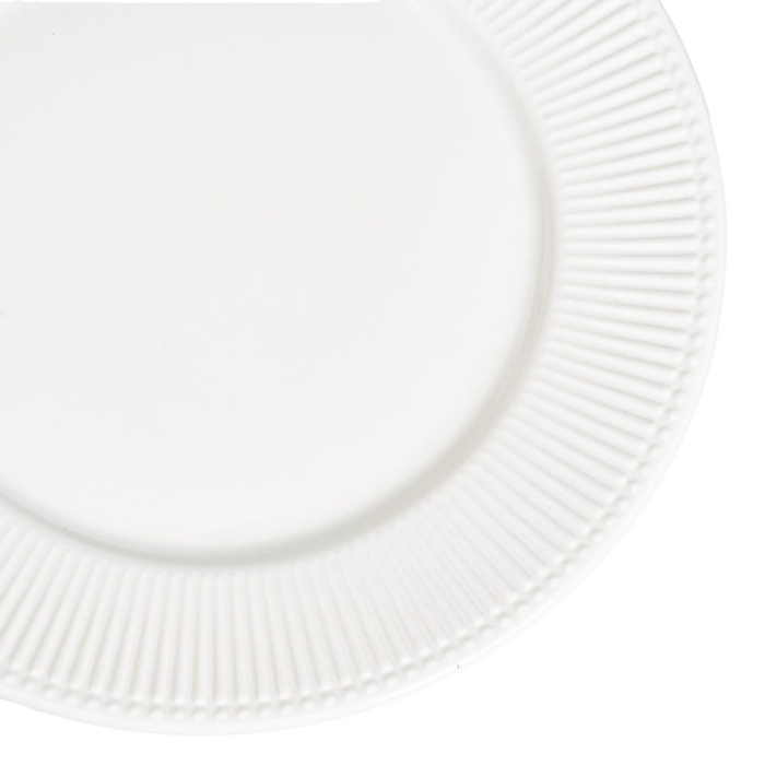 Set 4 farfurii întinse din porțelan alb cu margine striată din colecția Lines de 27 cm [4]