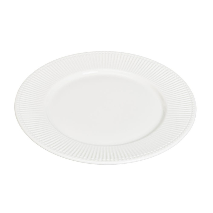 Set de patru farfurii întinse din porțelan alb, cu dungi fine în relief [7]