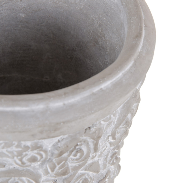 Set 4 ghivece decorative din ciment cu model floral sculptat [2]