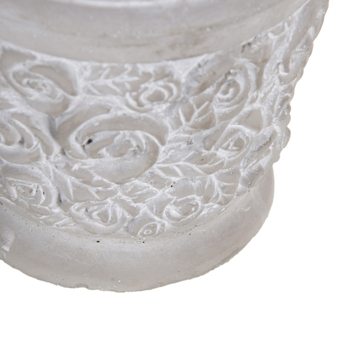 Set 4 ghivece decorative din ciment cu model floral sculptat [4]