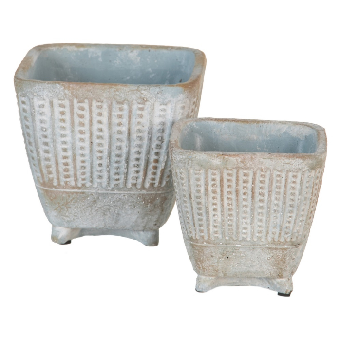 Set 4 ghivece decorative pătrate din ciment, mărime medie [2]