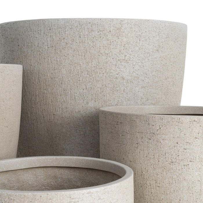 Set 4 ghivece foarte mari din fibră de sticlă bej cu corp rotunjit și orificiu de drenaj [4]