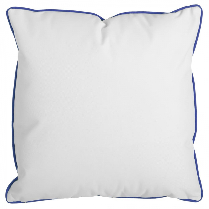 Set 4 perne decorative cu mesaj pozitiv „Friends & Life”, alb și cobalt – 45x45 cm, exterior rezistent [3]