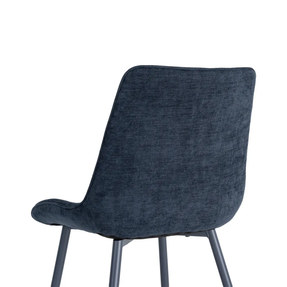 Set 4 scaune albastre din material textil și metal cu tapițerie striată [9]