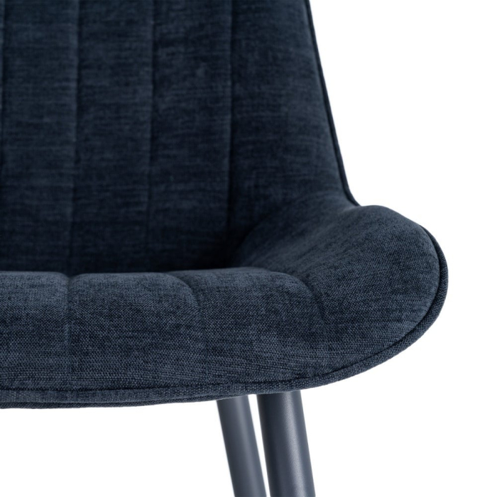 Set 4 scaune albastre din material textil și metal cu tapițerie striată [3]