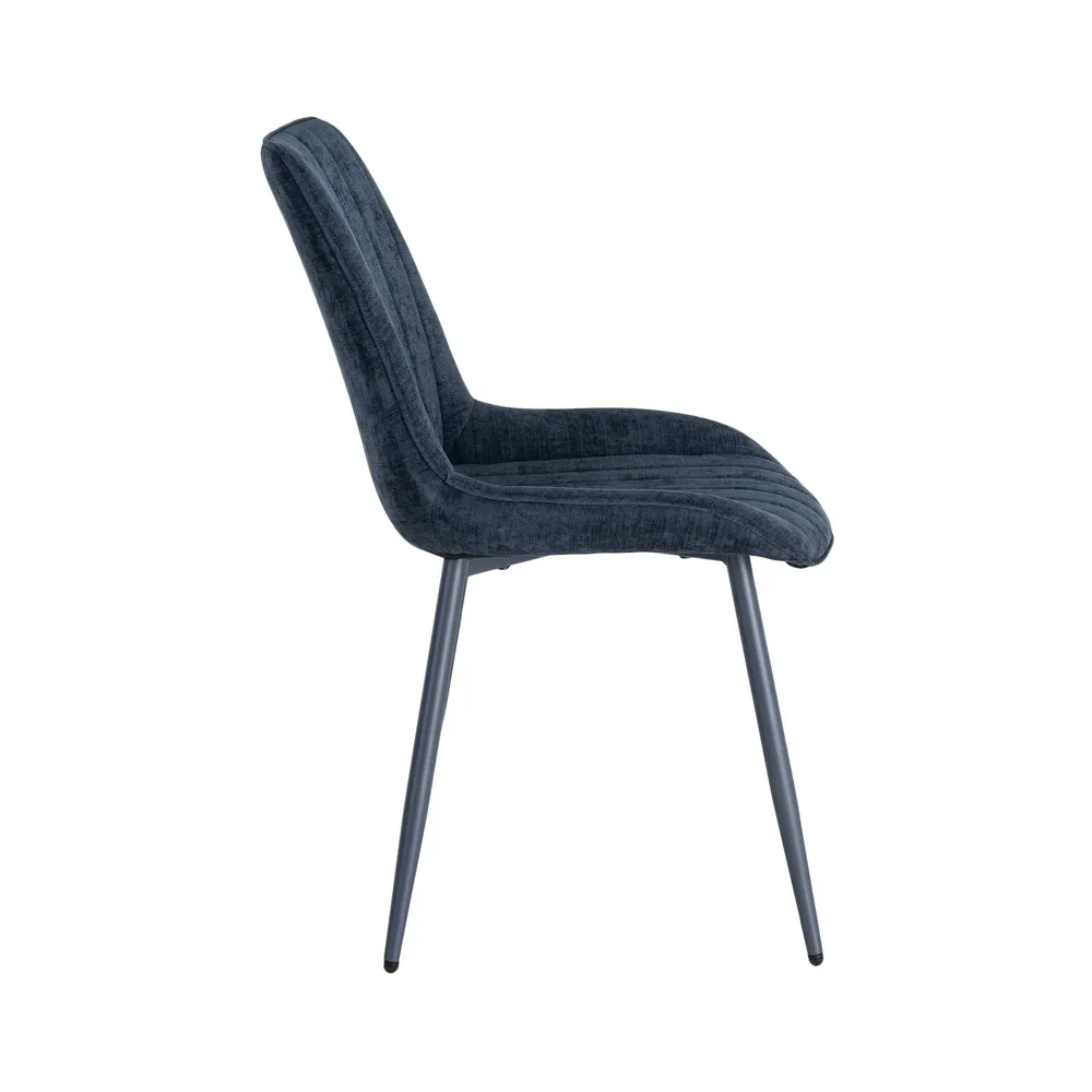Set 4 scaune albastre din material textil și metal cu tapițerie striată [8]