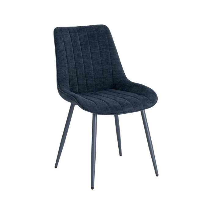 Set 4 scaune albastre din material textil și metal cu tapițerie striată [11]