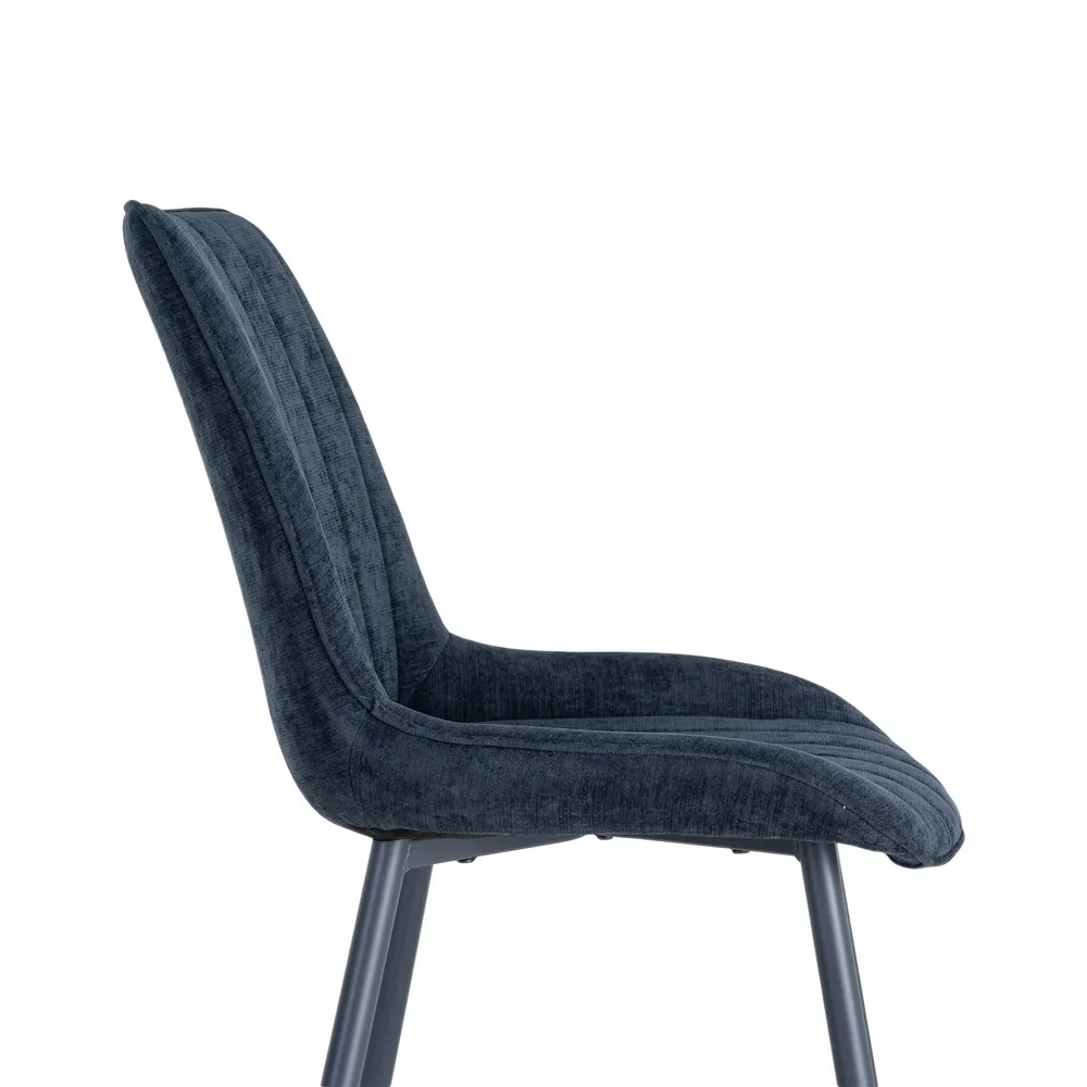 Set 4 scaune albastre din material textil și metal cu tapițerie striată [10]