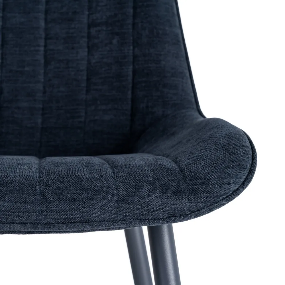 Set 4 scaune albastre din material textil și metal cu tapițerie striată [6]