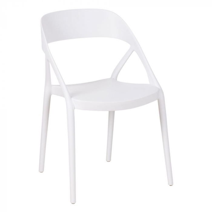 Scaune albe cu brațe, din polipropilenă, design curbat – set 4 bucăți stivuibile [2]