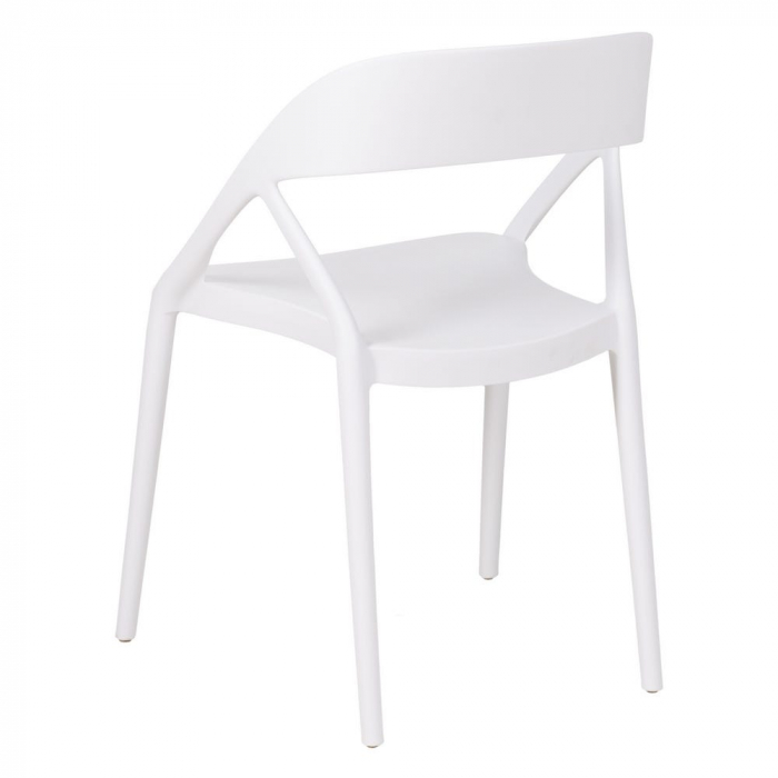 Scaune albe cu brațe, din polipropilenă, design curbat – set 4 bucăți stivuibile [4]