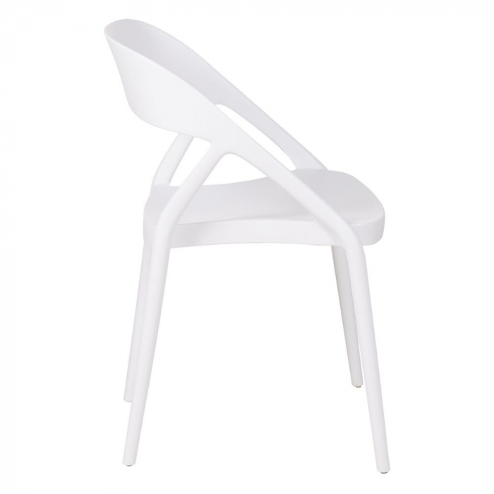 Scaune albe cu brațe, din polipropilenă, design curbat – set 4 bucăți stivuibile [3]