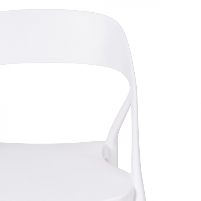 Scaune albe cu brațe, din polipropilenă, design curbat – set 4 bucăți stivuibile [5]