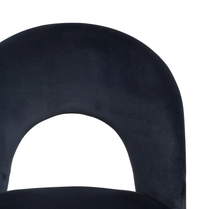 Scaune bleumarin din catifea cu spătar curbat – set 4 bucăți, design glam [5]