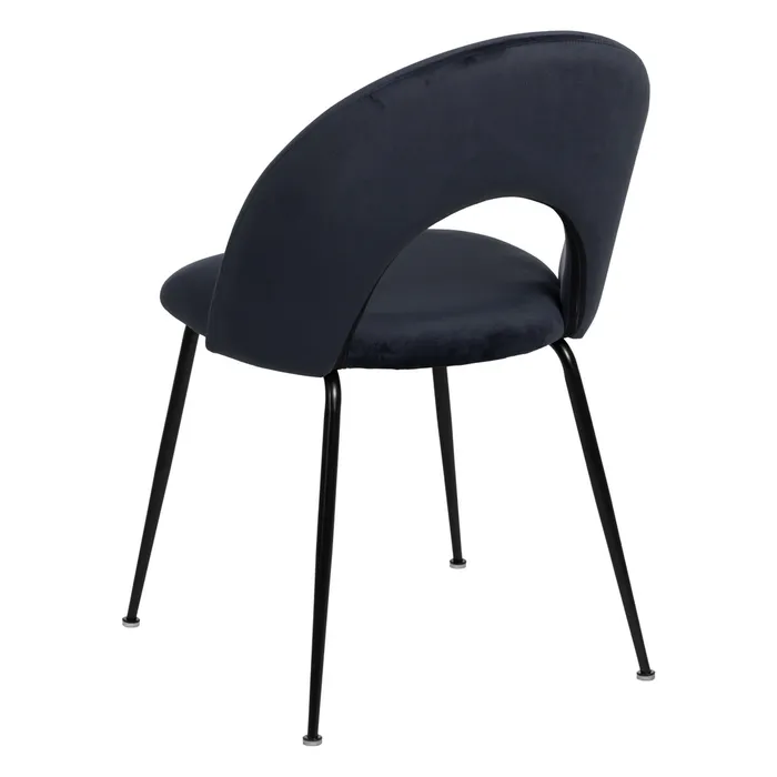 Scaune bleumarin din catifea cu spătar curbat – set 4 bucăți, design glam [4]