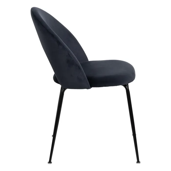 Scaune bleumarin din catifea cu spătar curbat – set 4 bucăți, design glam [3]