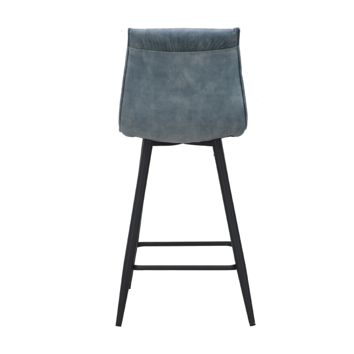 Set 4 scaune de bar din catifea albastru petrol cu metal negru [5]
