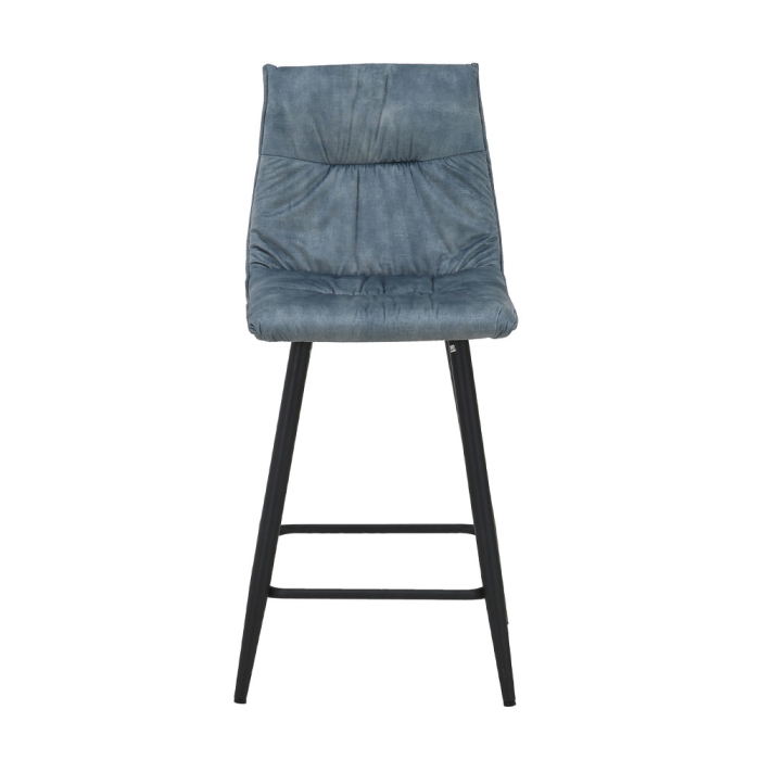 Set 4 scaune de bar din catifea albastru petrol cu metal negru [6]