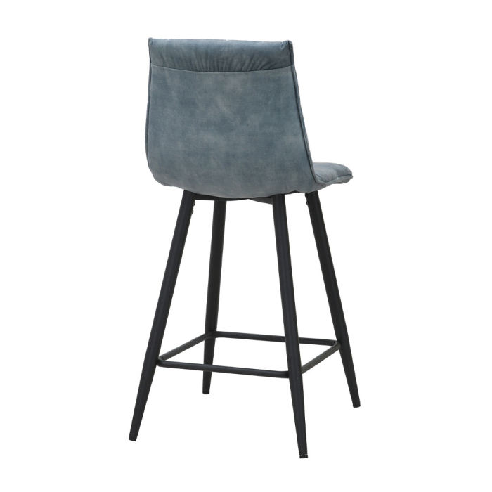 Set 4 scaune de bar din catifea albastru petrol cu metal negru [4]