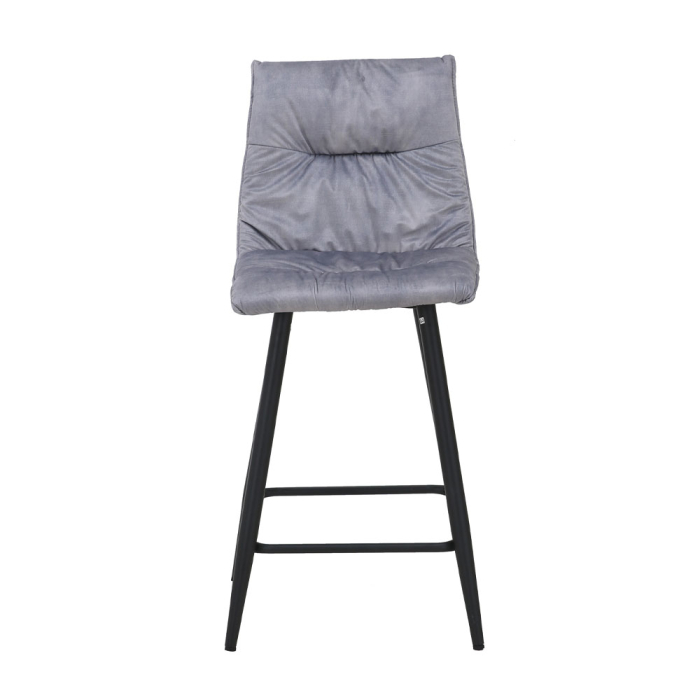 Set 4 scaune de bar din catifea gri deschis cu metal negru [5]